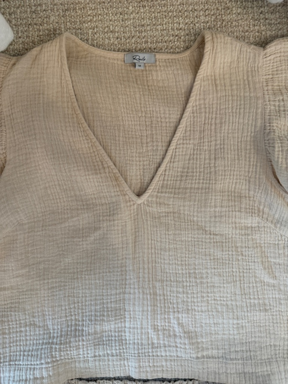 Rails Light Beige Gauze 2 Piece Matching Set - Top and Wide-Leg Pants Size M - Picture 2 of 11